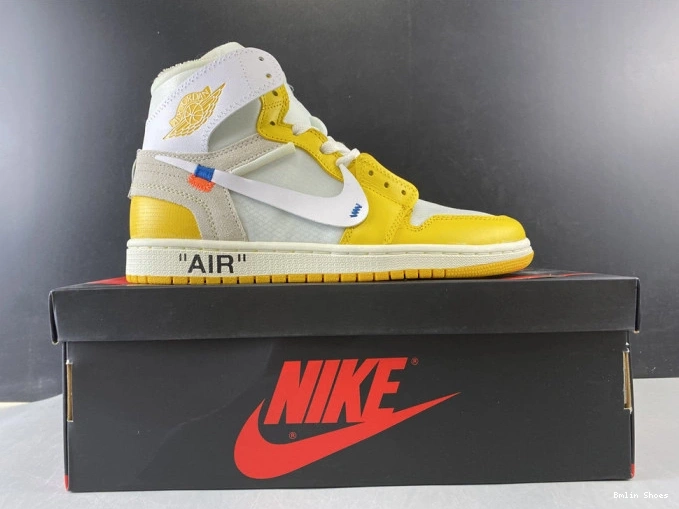 Bmlin AQ0818-149 Off-White x 1 Air Yellow-Cone White Dark NRG Jordan Powder 0725